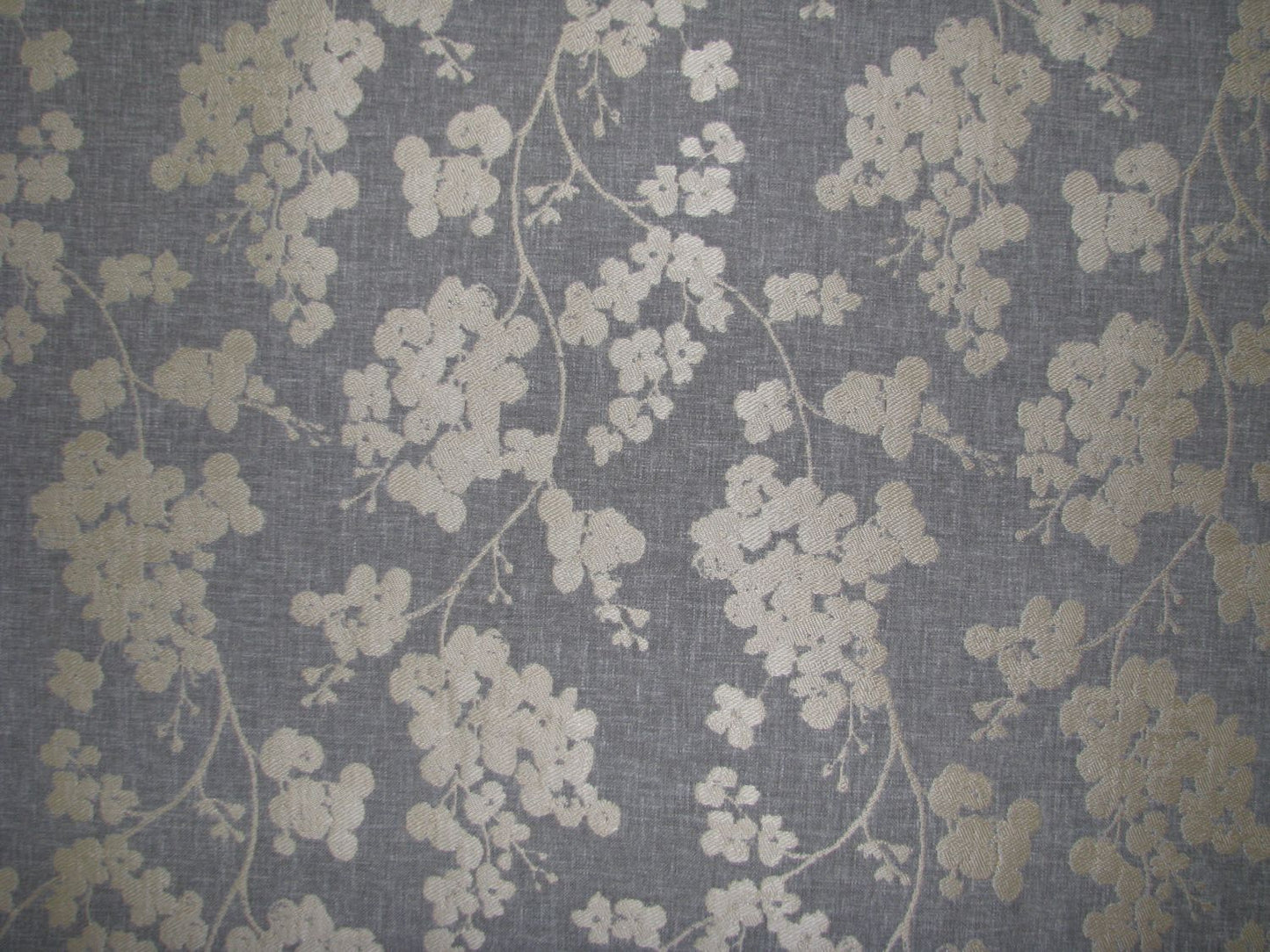 Grey Polyester Floral Jacquard Fabric