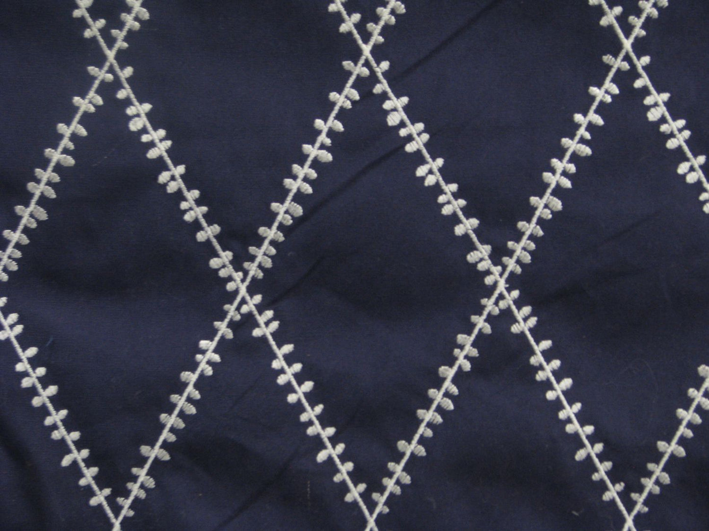 Cotton Navy Diamond Embroidery Fabrics