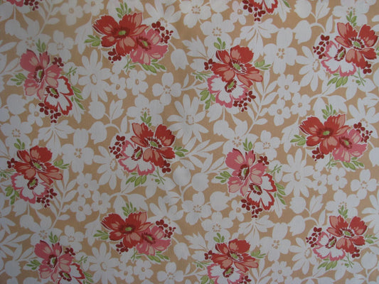 Cotton Red Flower Printed Fabric