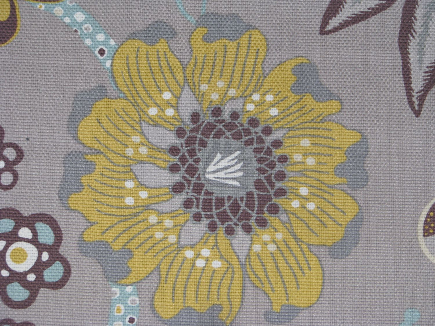 Grey Cotton Printed Yellow Flower