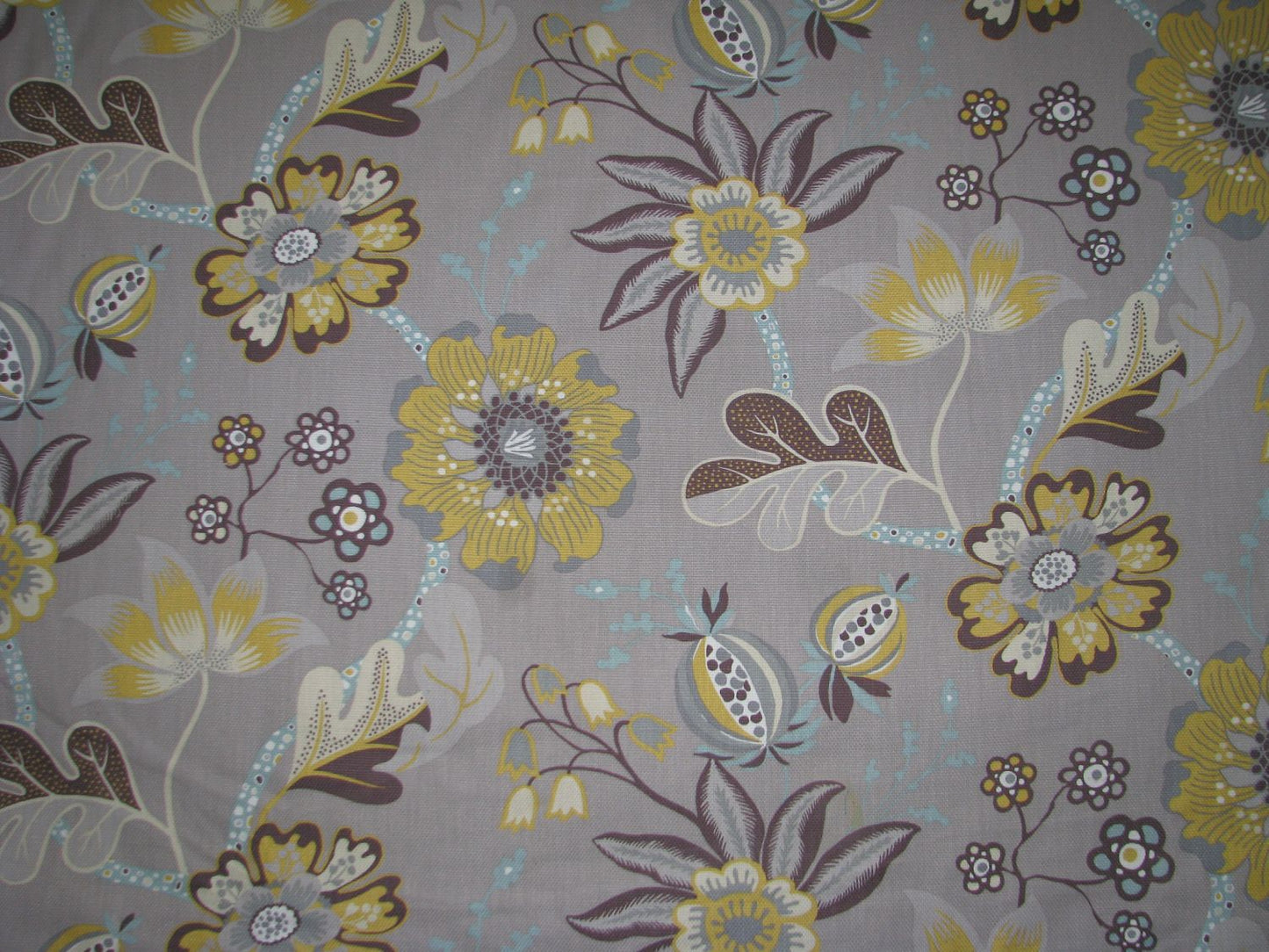 Grey Cotton Printed Yellow Flower